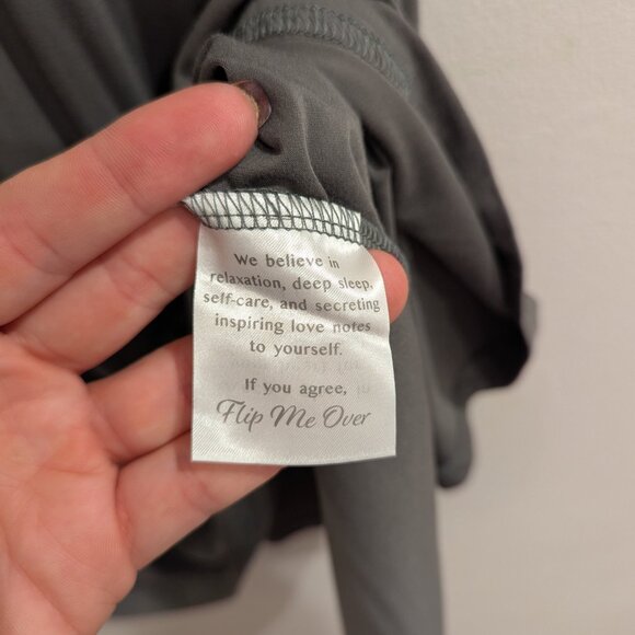 FACEPLANT DREAMS Nwt Bamboo V-Neck Nightshirt S Earl Gray Gray/Green SOFT - Picture 11 of 15